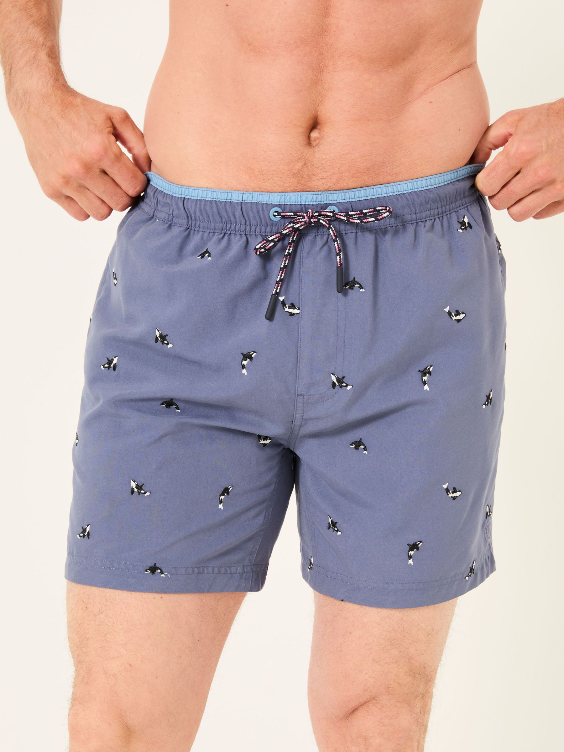 Trevose Navy Whale Embroidered Swim Shorts (E80971) | $54