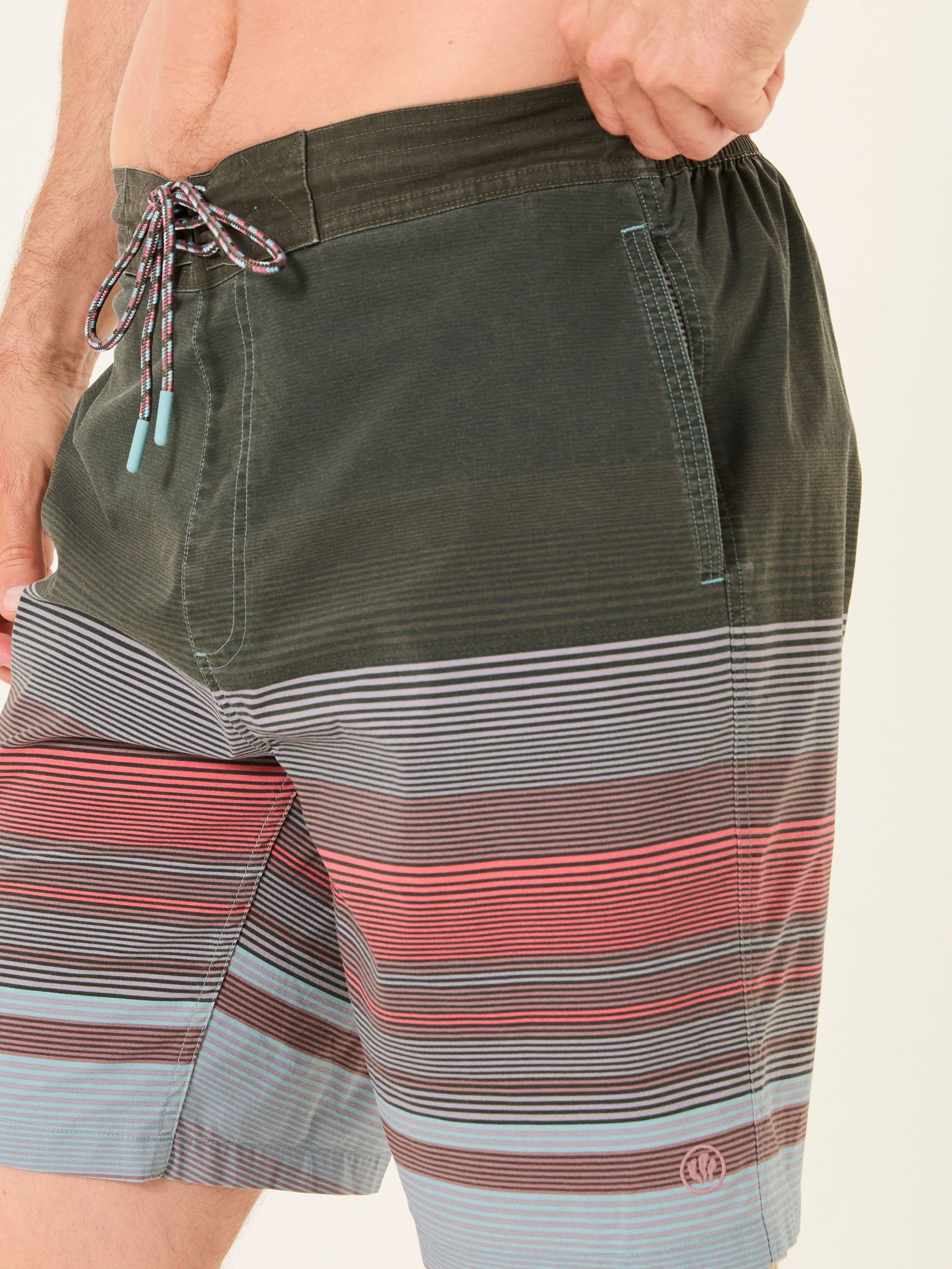 Camber Pink Blue Stripe Swim Shorts (E80988) | $70