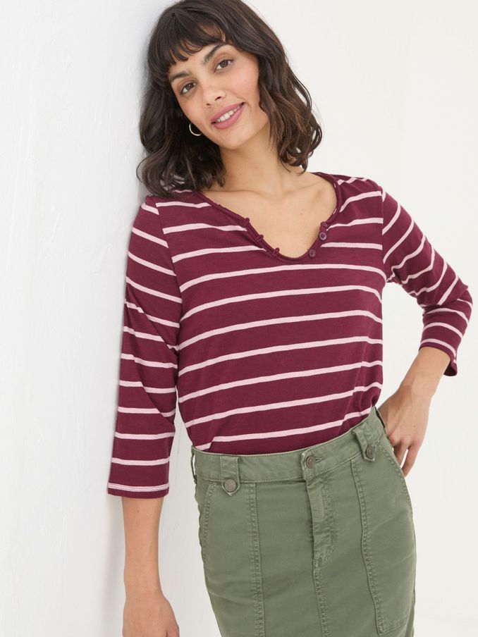 Porter Red Organic Cotton Stripe T-Shirt (E81240) | $21