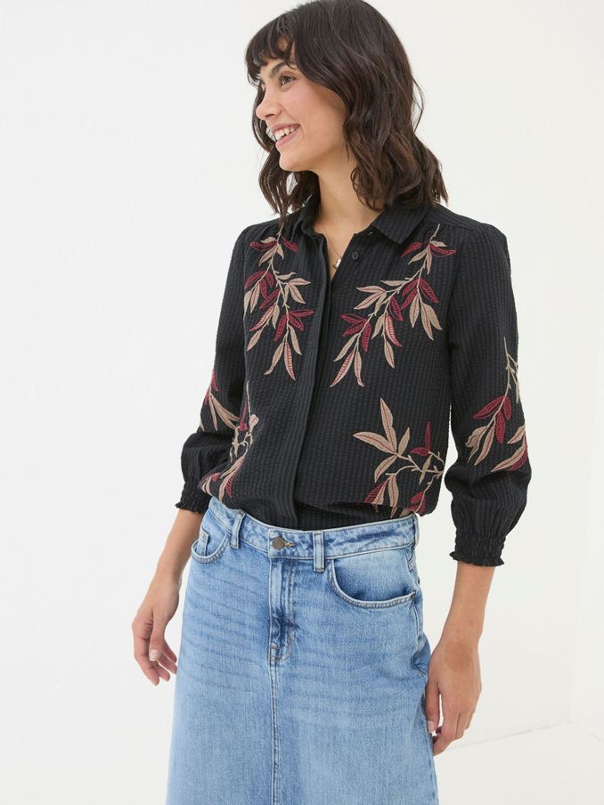 Black Kate Embroidered Shirt (E81245) | $42