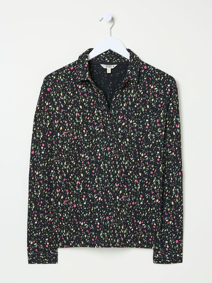 Paige Black Ditsy Jersey Shirt (E81248) | $32