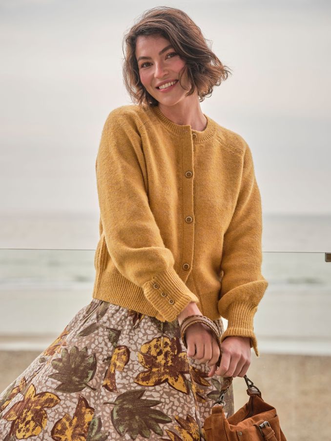 Yellow Carlee Knitted Button Front Cardigan (E81287) | €46