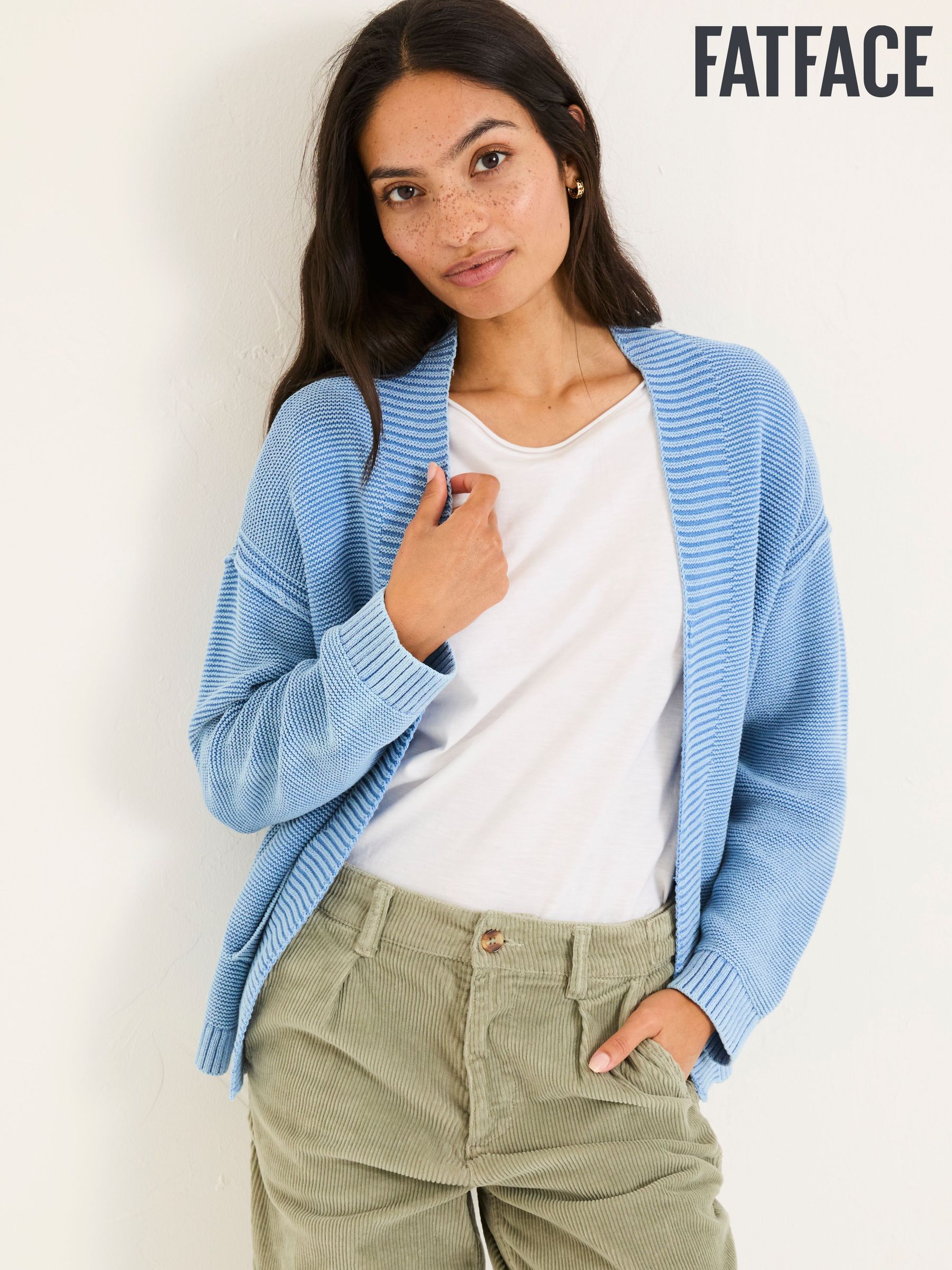Blue Edie Laundered Knitted 100% Cotton Cardigan (E81289) | €77.50