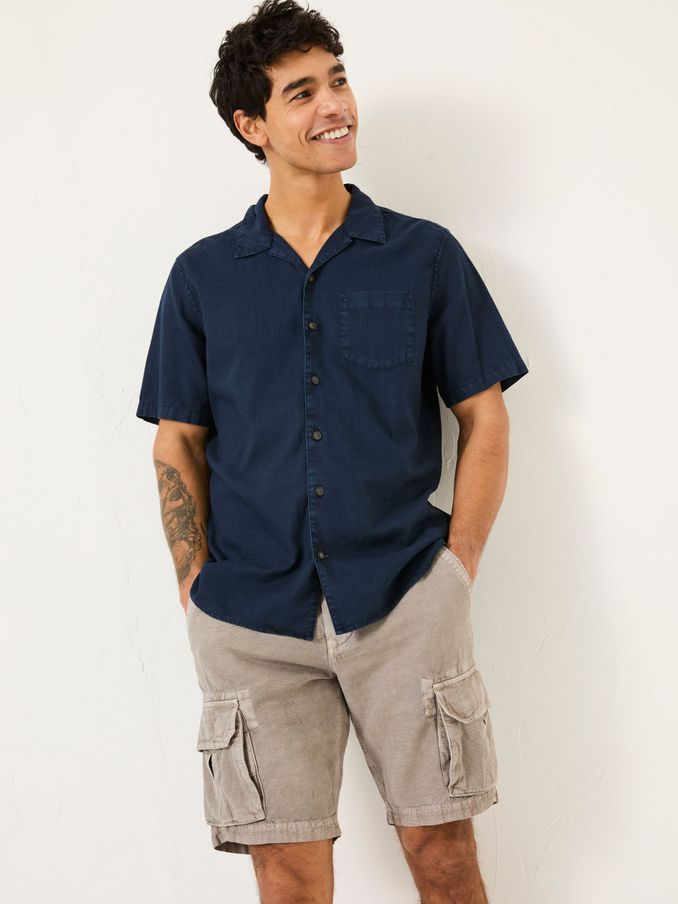 Bugle Navy Linen Cotton Shirt (E81695) | $64