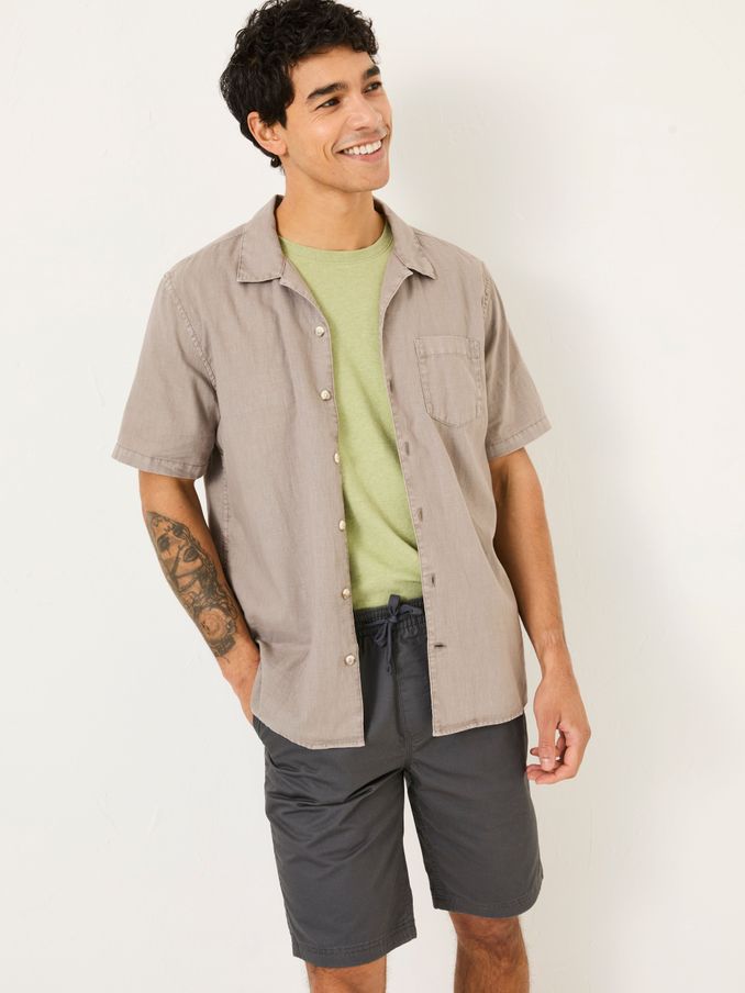 Bugle Light Grey Linen Cotton Shirt (E81697) | $64