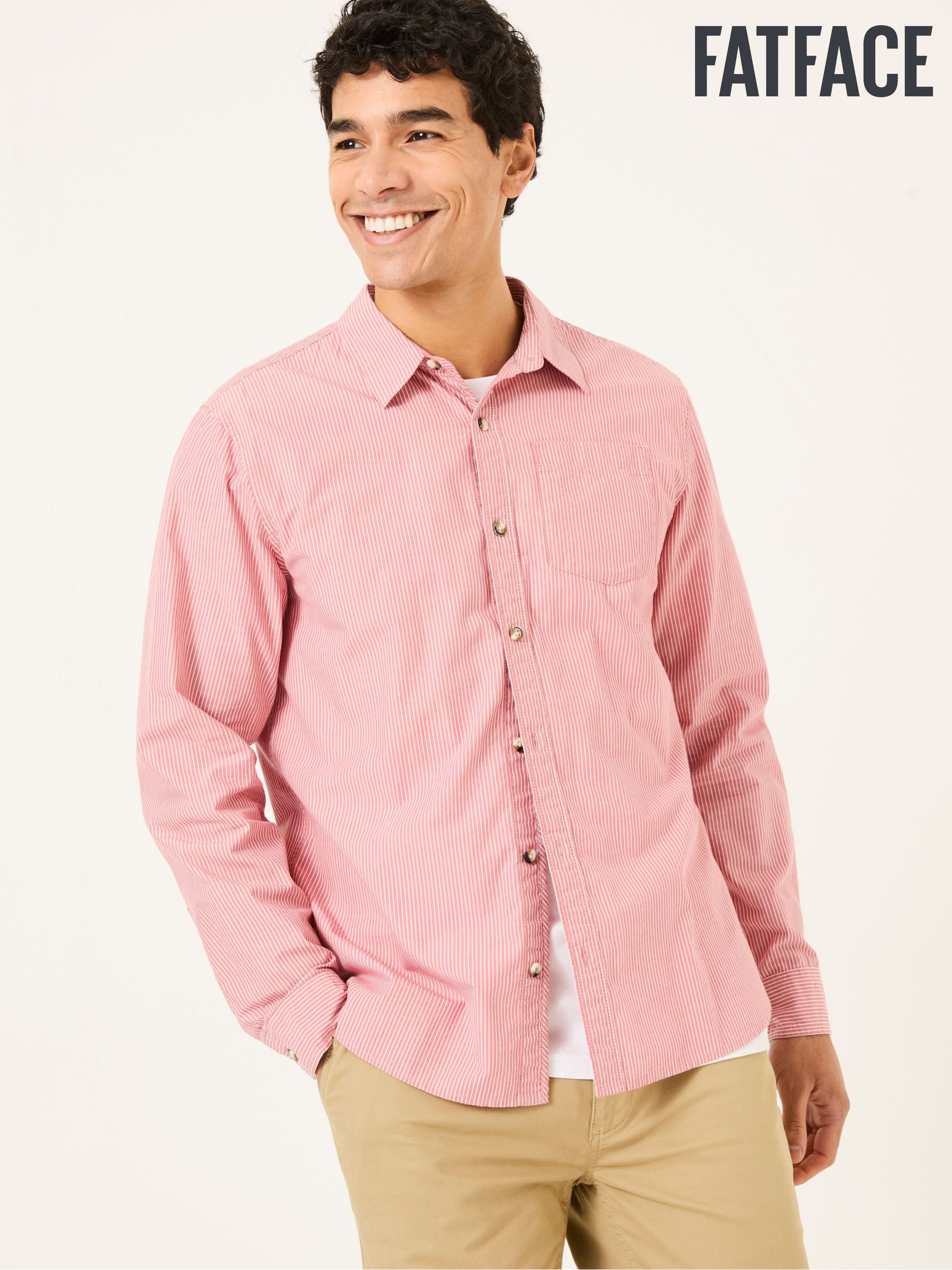 Dusky Pink Long Sleeve Elm Stripe Shirt (E81839) | €36