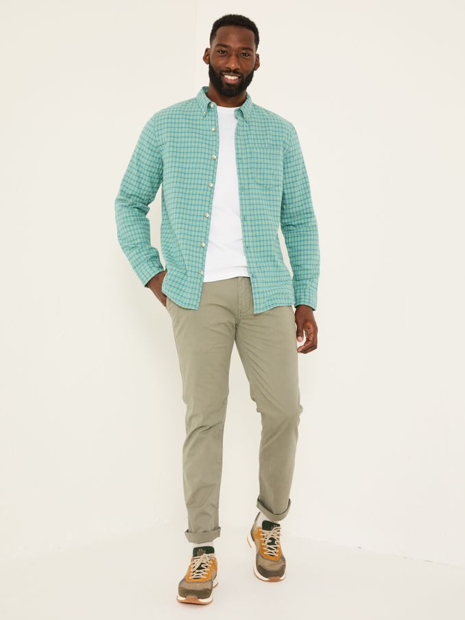 Bath Light Teal Long Sleeve Check Shirt (E81845) | $76
