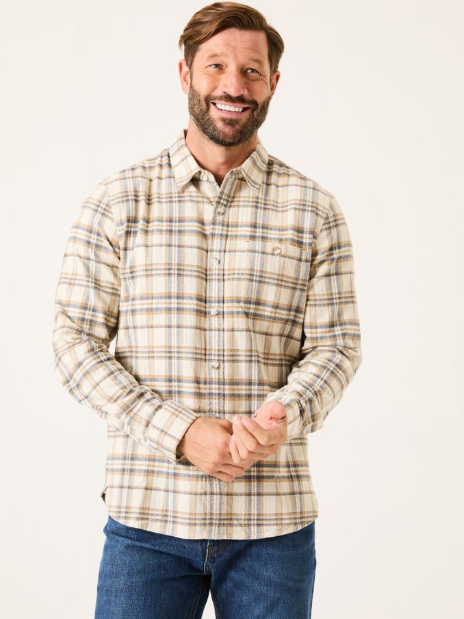 Natural Long Sleeve Trent Check Shirt (E81847) | $76
