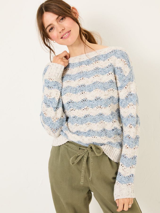Natural Edith Texture Stripe Knitted Jumper (E82209) | $86