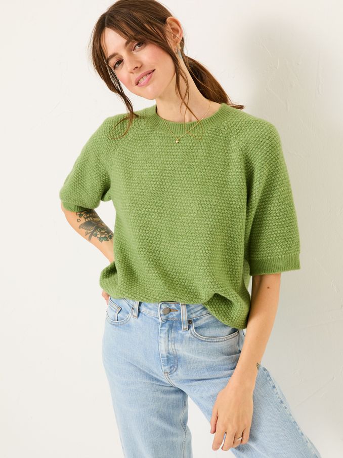 Zandra Green Textured Knitted T-Shirt (E82262) | €39