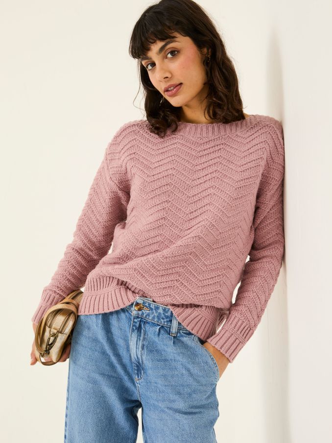 Mid Pink Jessie Textured Knitted Jumper (E82266) | €36