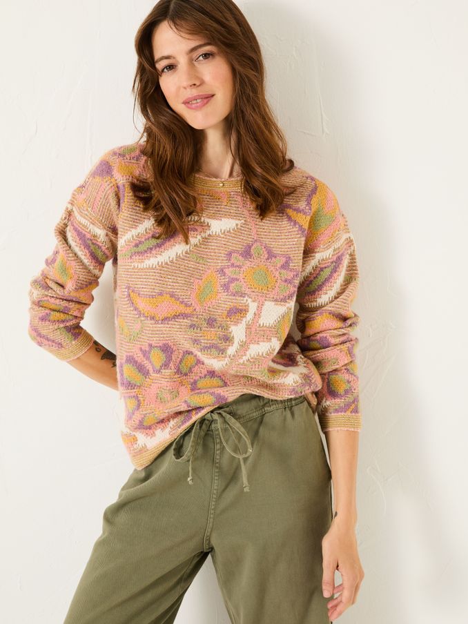 Natural Wilding Knitted Pattern Jumper (E82275) | €46