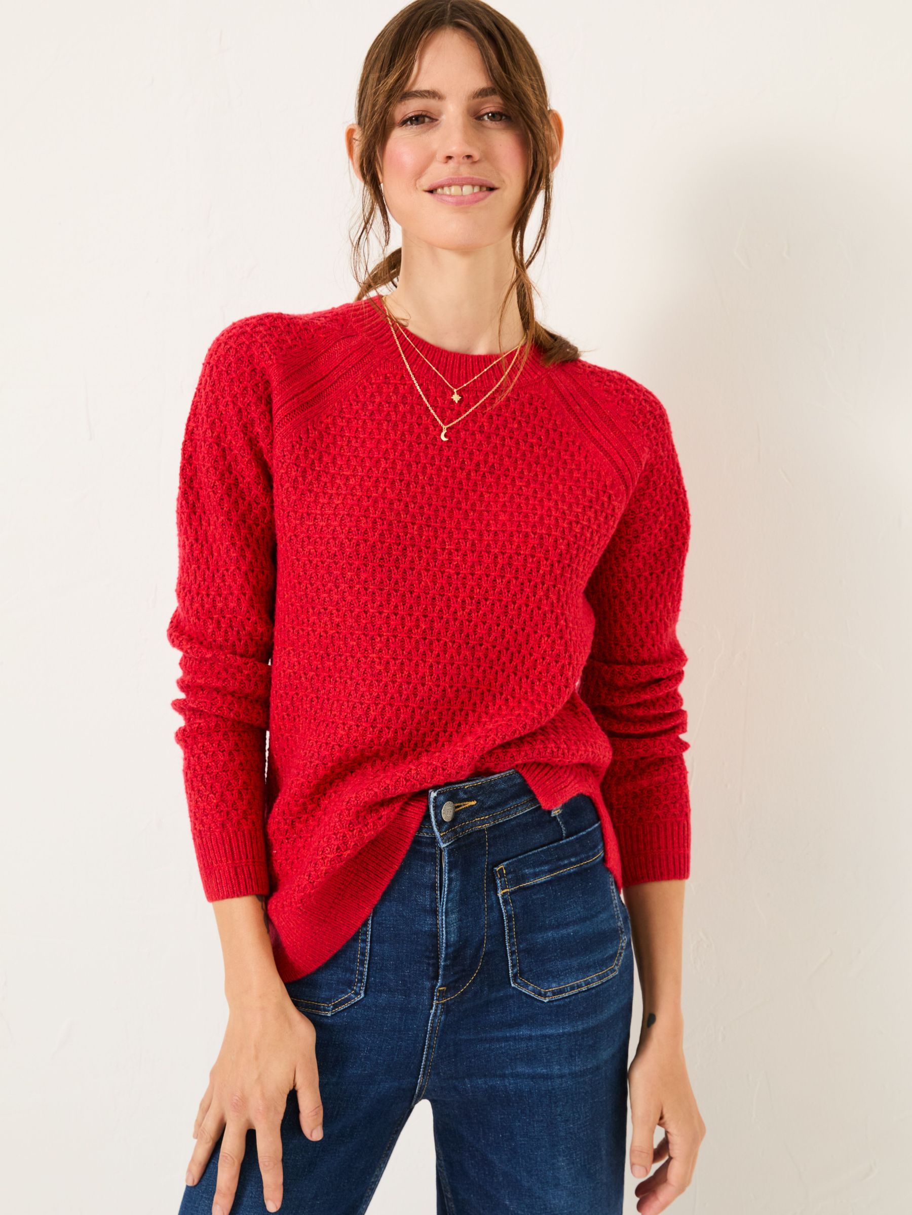 Ella Red Textured Jumper (E82289) | €65