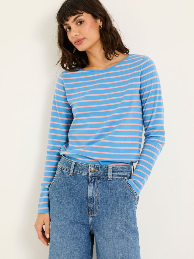 Multi 100% Cotton Long Sleeve Summer Breton Top (E82326) | $46