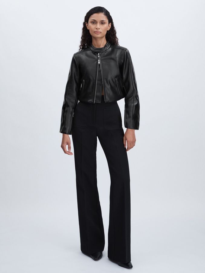 Good American Faux-Leather Moto Jacket in Black (E82373) | CHF 177