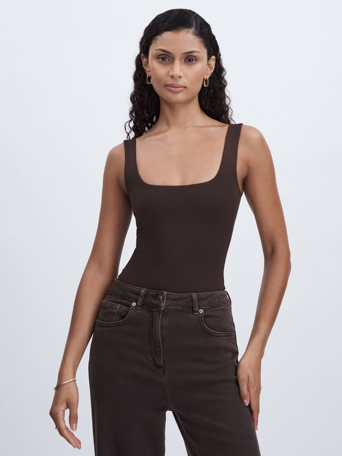 Good American Scuba Tank Bodysuit in Black/Brown (E82396) | US$63