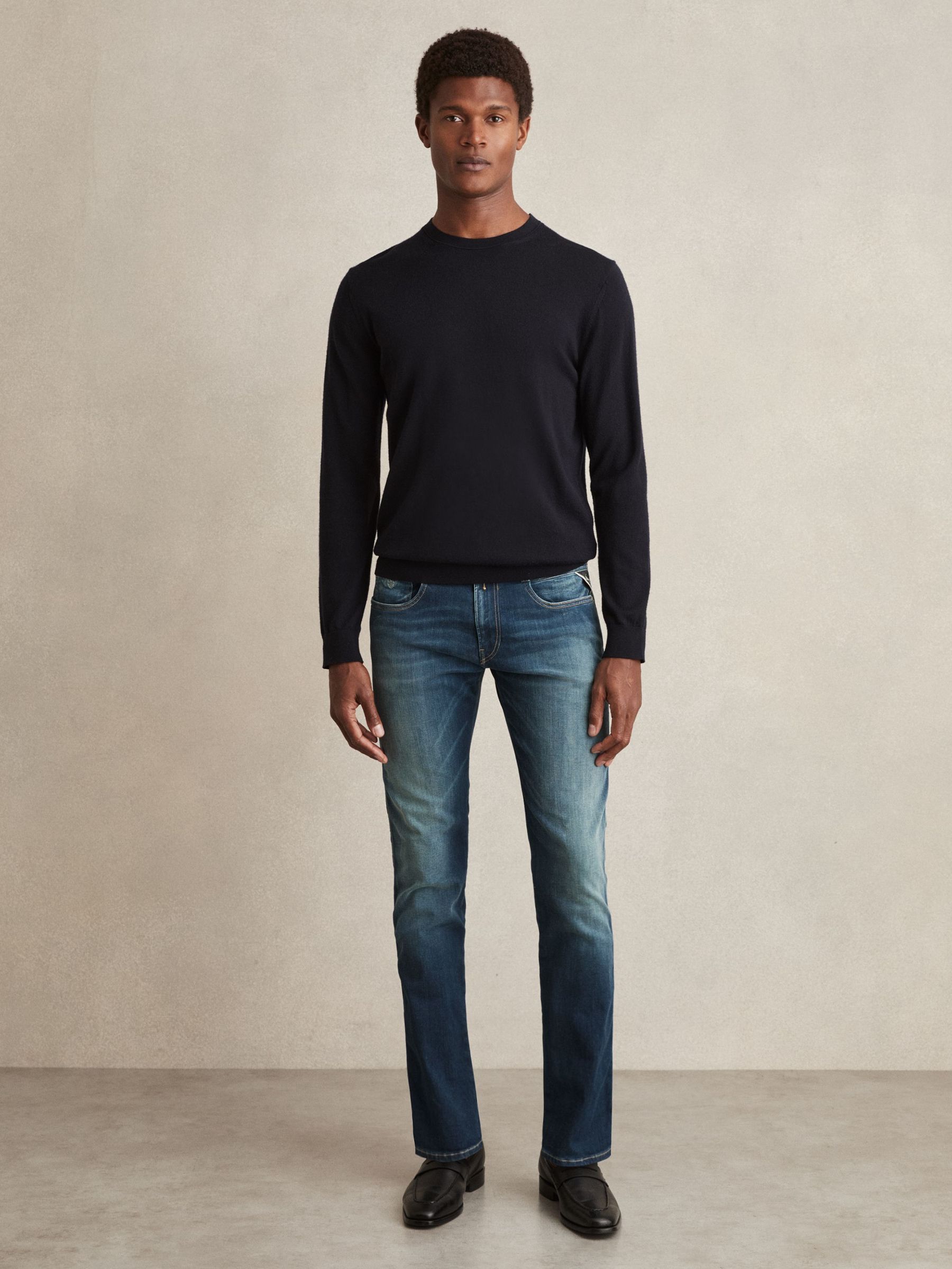 Replay slim-fit Hyperflex Jeans in middenblauw (E82412) | € 122