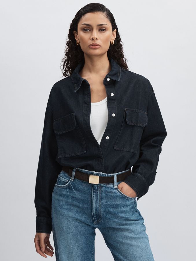 Oversized Denim Shirt in Dark Indigo (E82418) | €240
