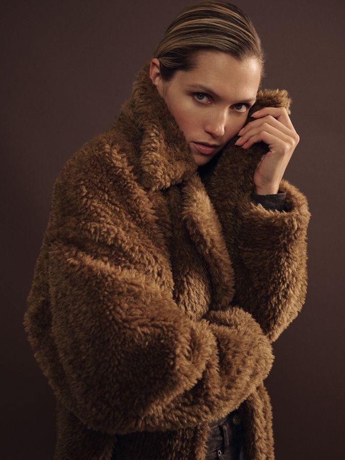 Teddy Coat with Wool in Brown (E82420) | €326