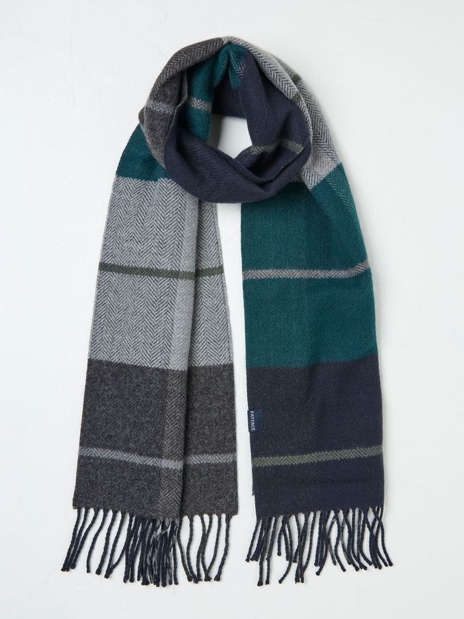 Teal Blue Oscar Check Scarf (E82480) | €13