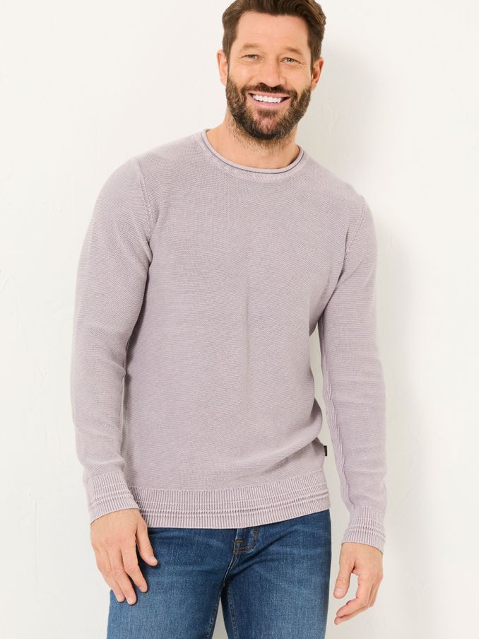 Lilac Purple Berwick Laundered Crew Neck Jumper (E82826) | $76