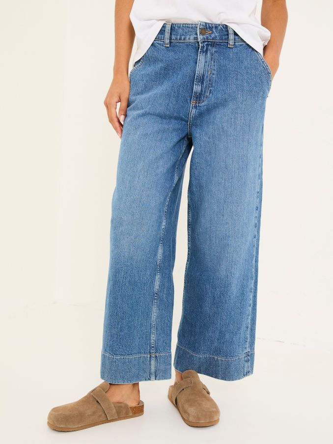 Hove Blue Denim Wide Leg Crop Jeans (E82832) | $92