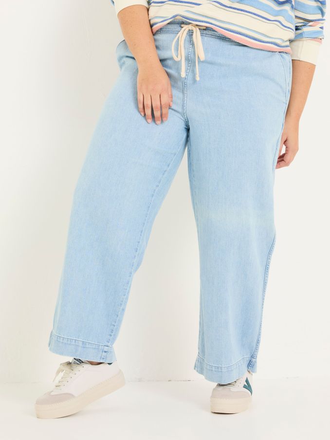 Ashby Light Blue Denim Straight Leg Drawstring Jeans (E82840) | $84