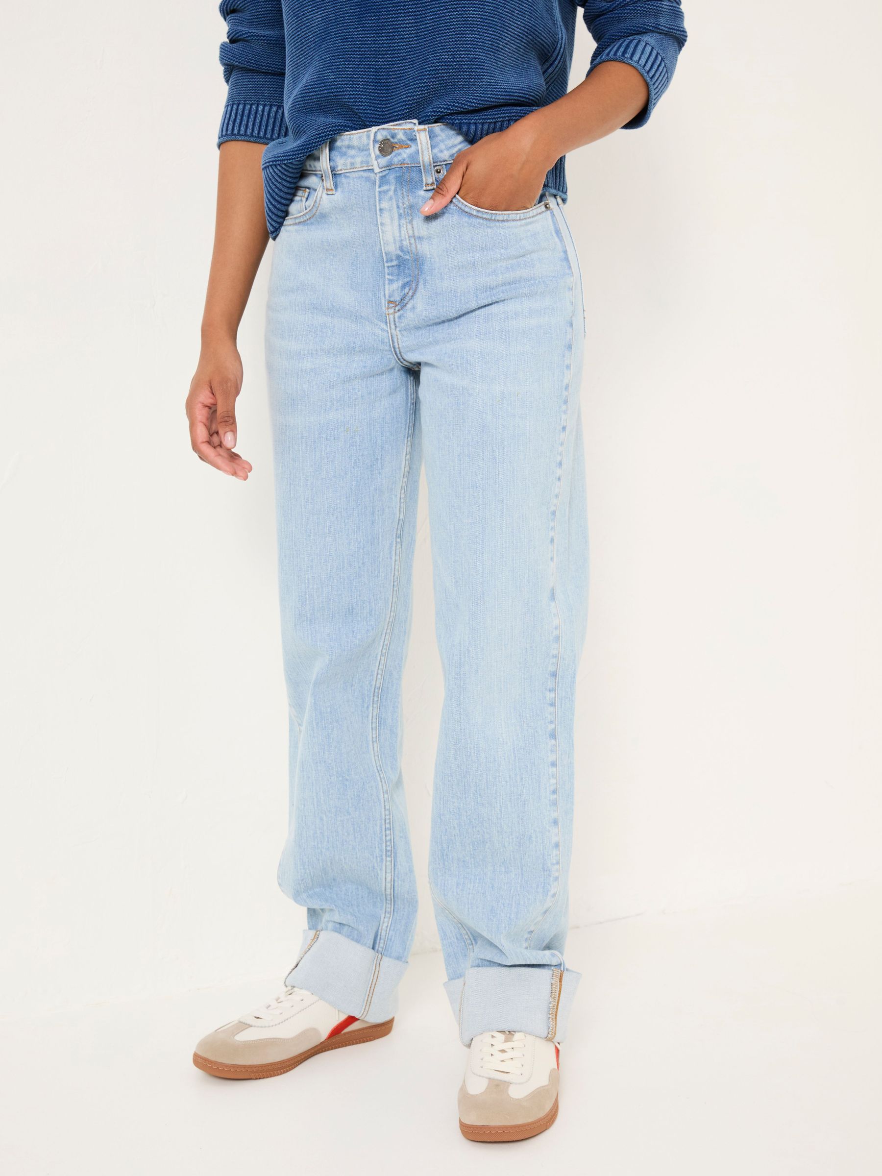 Raya Light Blue Denim Wide Leg Turn Up Jeans (E82841) | €77.50