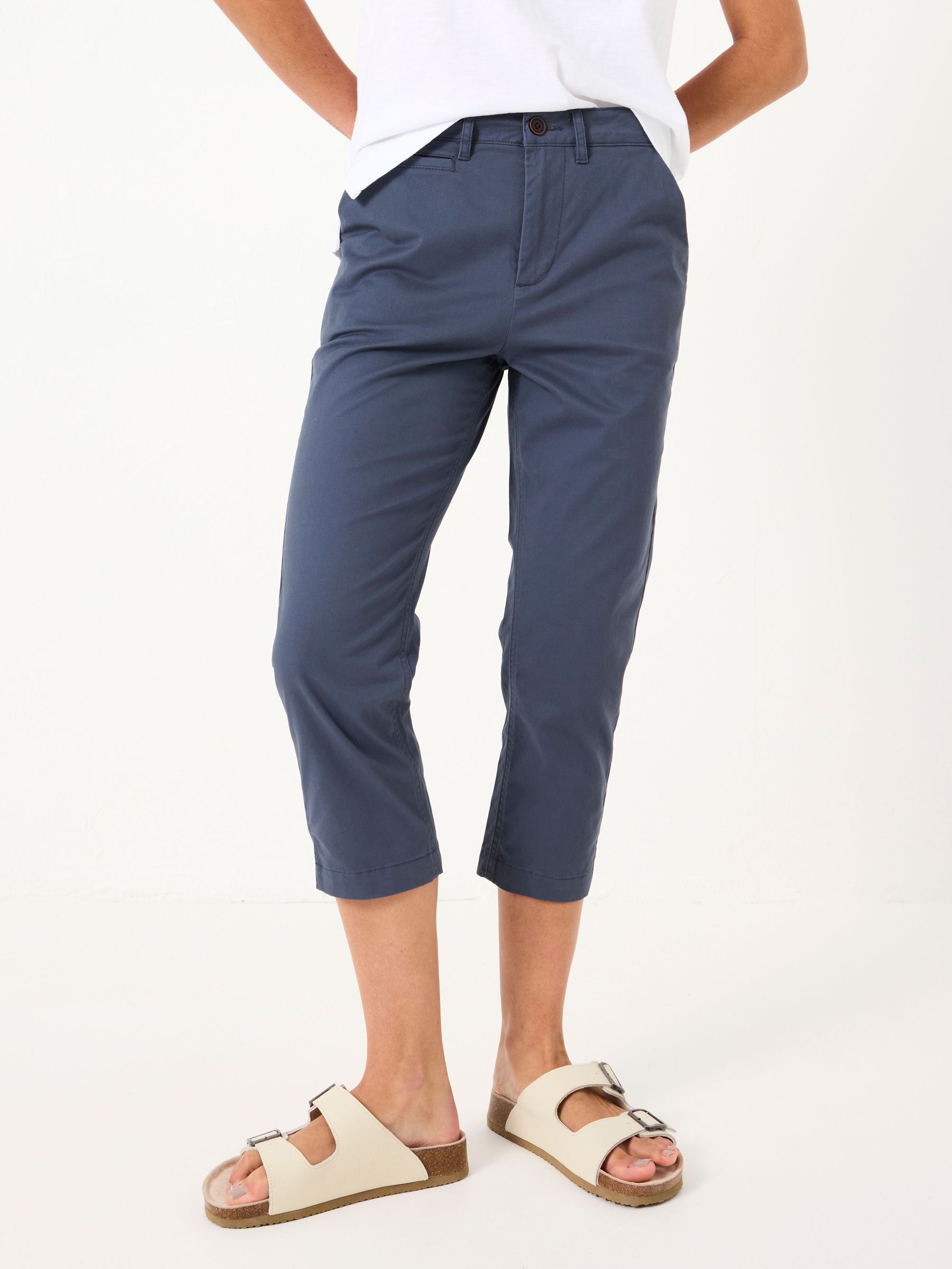 Farnham Charcoal Grey Cropped Chino Trousers (E82846) | $70