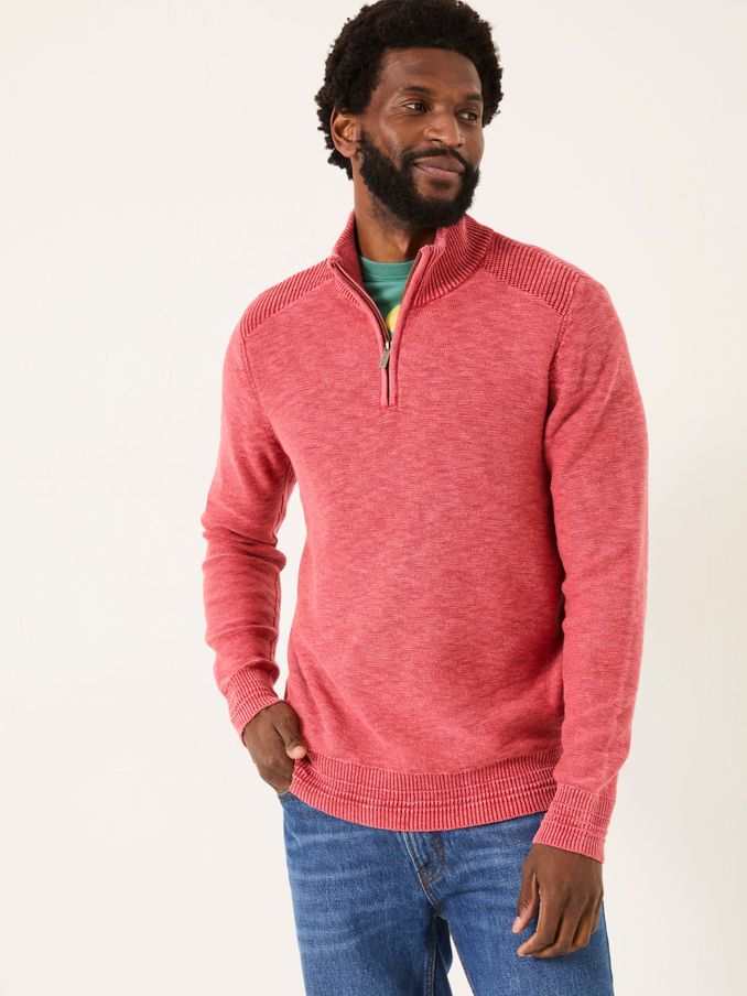 Washed Red Berwick Laundered Half Neck Jumper (E82961) | $84