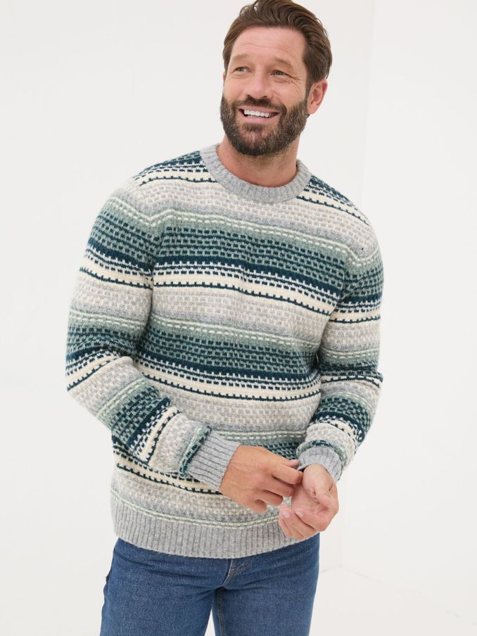 Calder Dark Teal Stripe Knitted Jumper (E82962) | $48