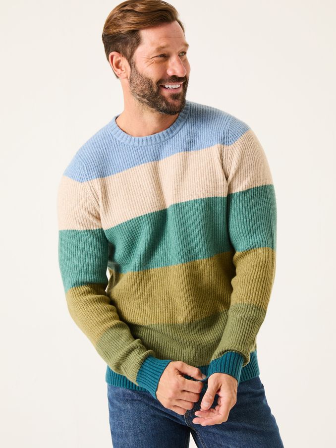 Hinton Green Stripe Crew Neck Jumper (E82963) | $84