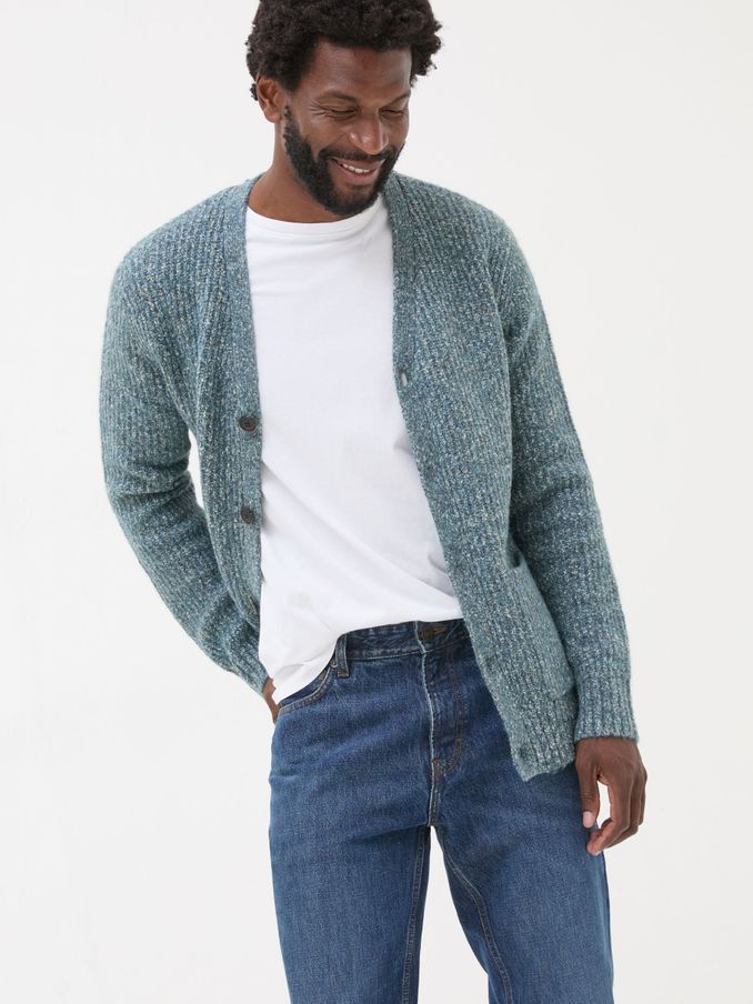 Mid Blue Sefton Lofty Knitted Cardigan (E82969) | $56