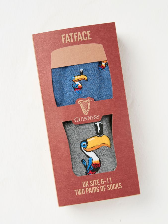 Multi Guinness 100% Cotton Socks 2 Pack in a Box (E83928) | €9