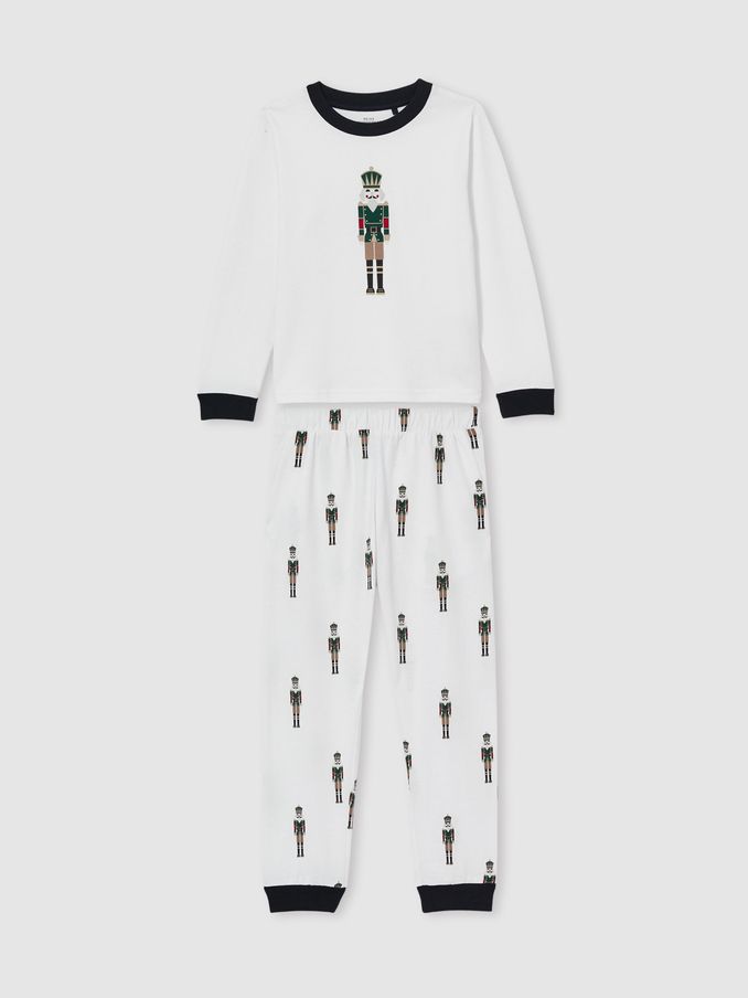 13-14 yrs Brushed-Cotton Nutcracker-Print Pyjama Set in White (E84224) | AED180