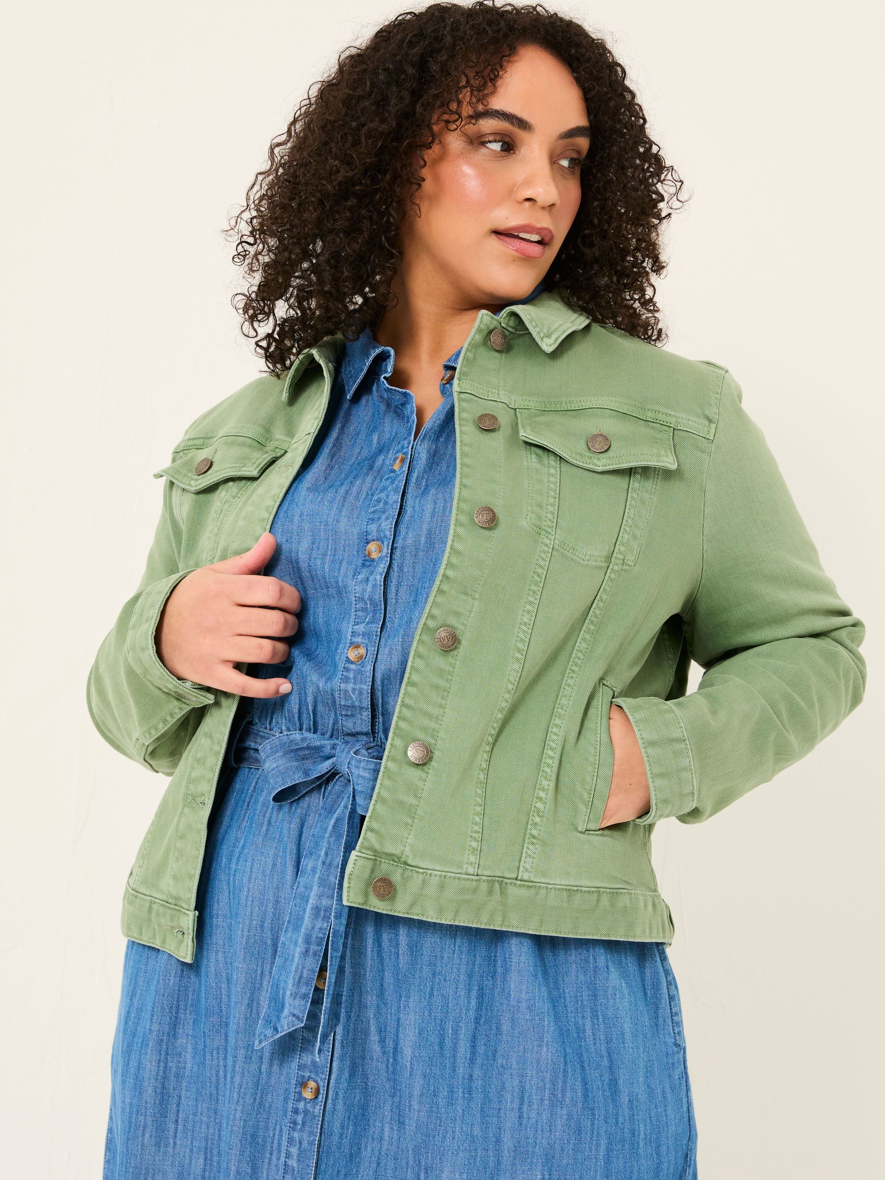 Tasha Green Denim Jacket (E84404) | $102