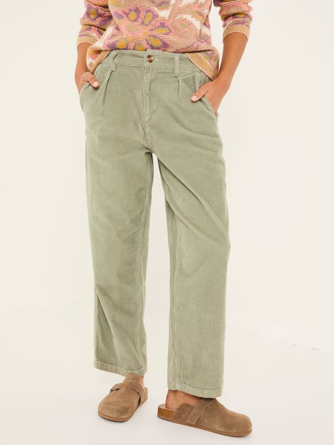Cinnamon Light Green Cord Trousers (E84494) | $92