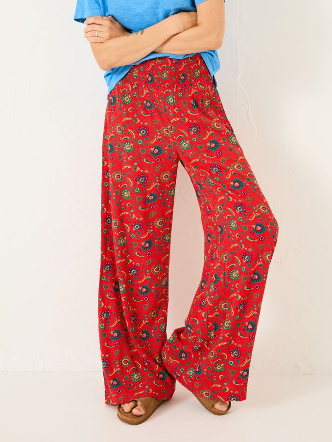 Balinese Palazzo Burnt Orange Printed Wide Leg Trousers (E84512) | $92