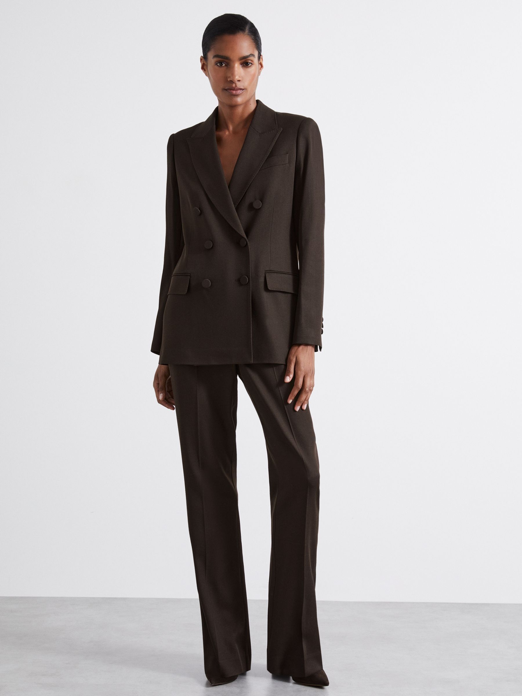 Atelier Double-Breasted Virgin-Wool Blend Suit Jacket in Chocolate (E84642) | €468