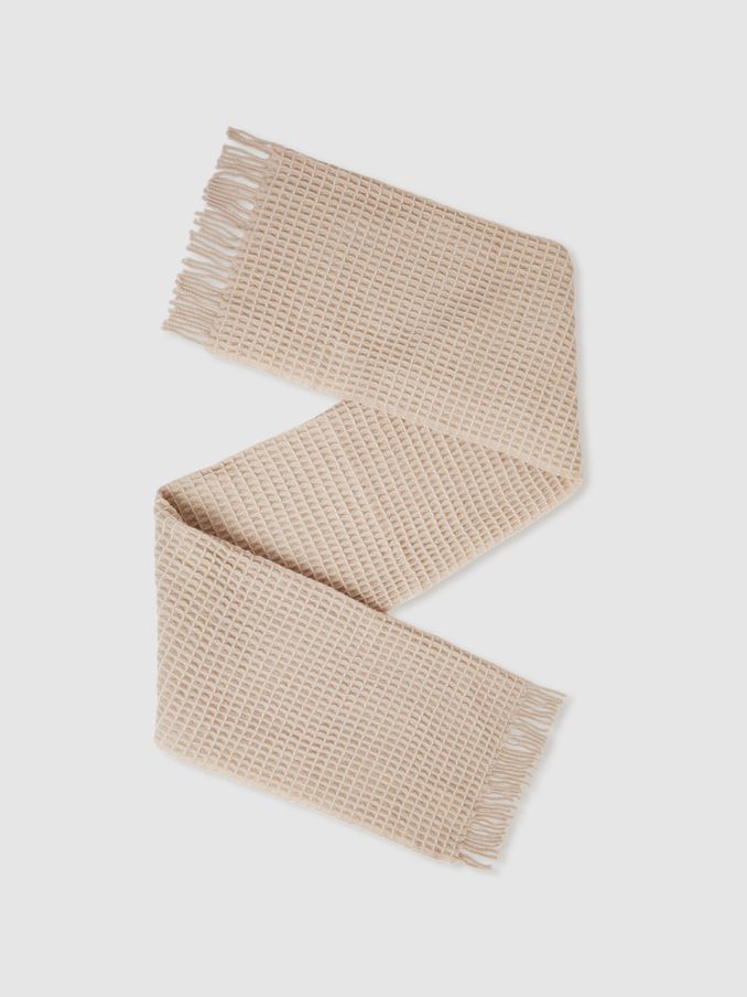 Wool Waffle Scarf in Neutral (E84648) | US$87