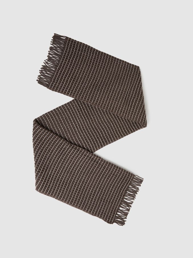 Wool Waffle Scarf in Taupe (E84653) | US$69