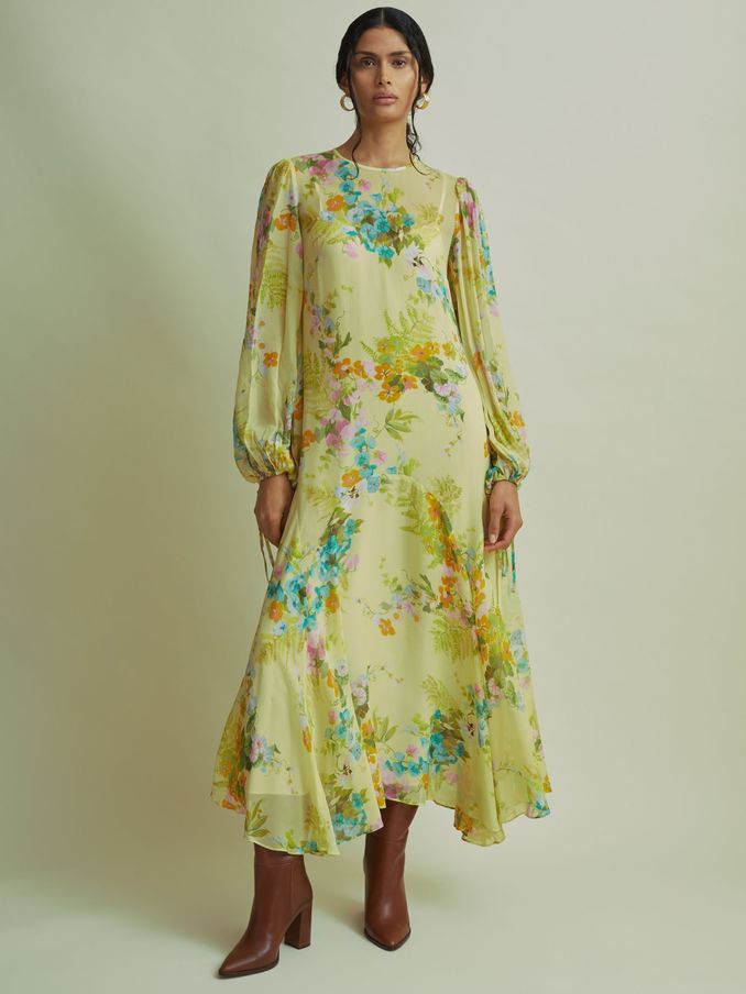 Florere Asymmetric Midi Dress in Pale Green (E84658) | €129