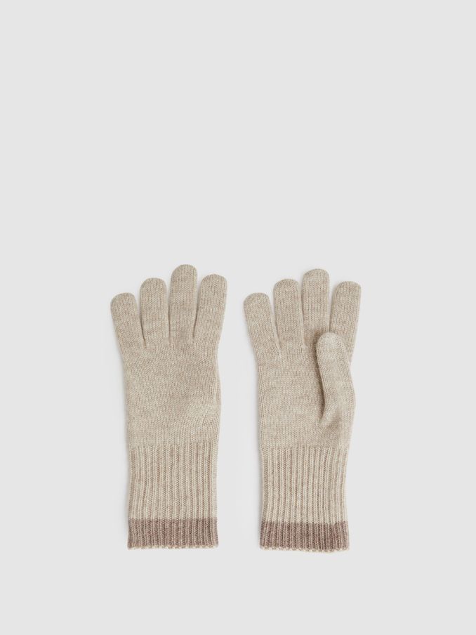 Wool Blend Tipped Gloves in Taupe (E84672) | €70
