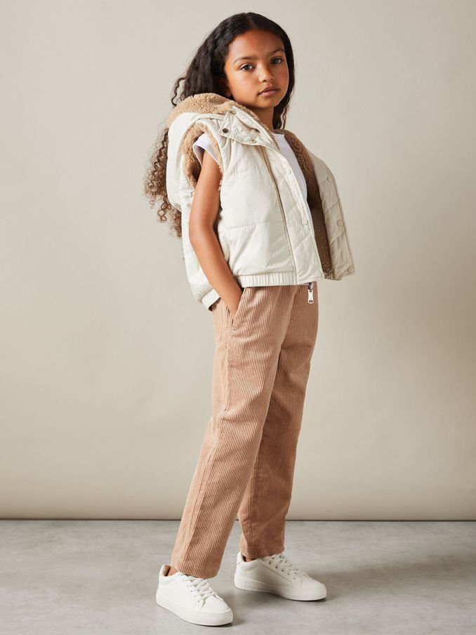 4-9 yrs Reversible Quilted Borg Gilet in Brown (E85654) | AED308