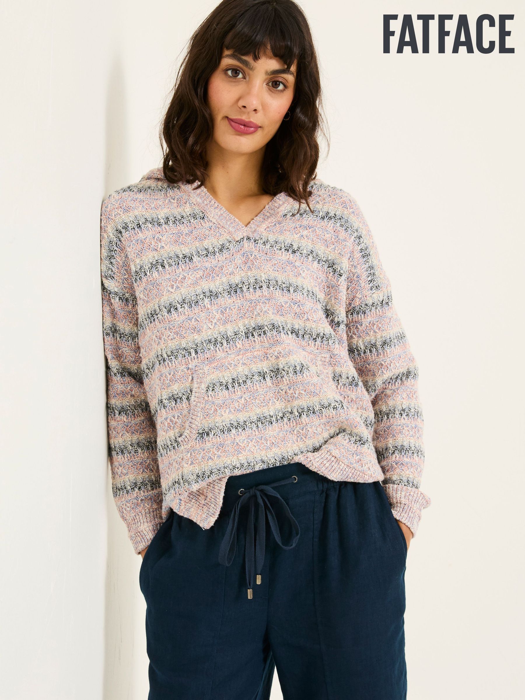Pink Uma Knitted Textured Hoodie (E85949) | €77.50