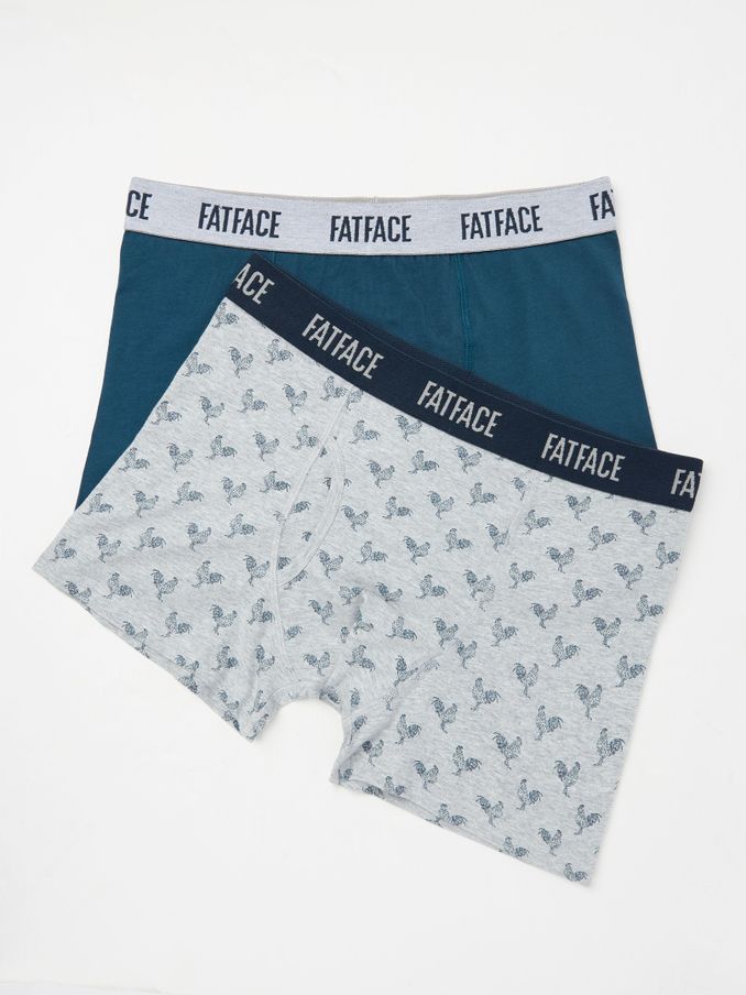 Blue & Grey Cockerel Classic Boxers 2 Pack (E86111) | $34