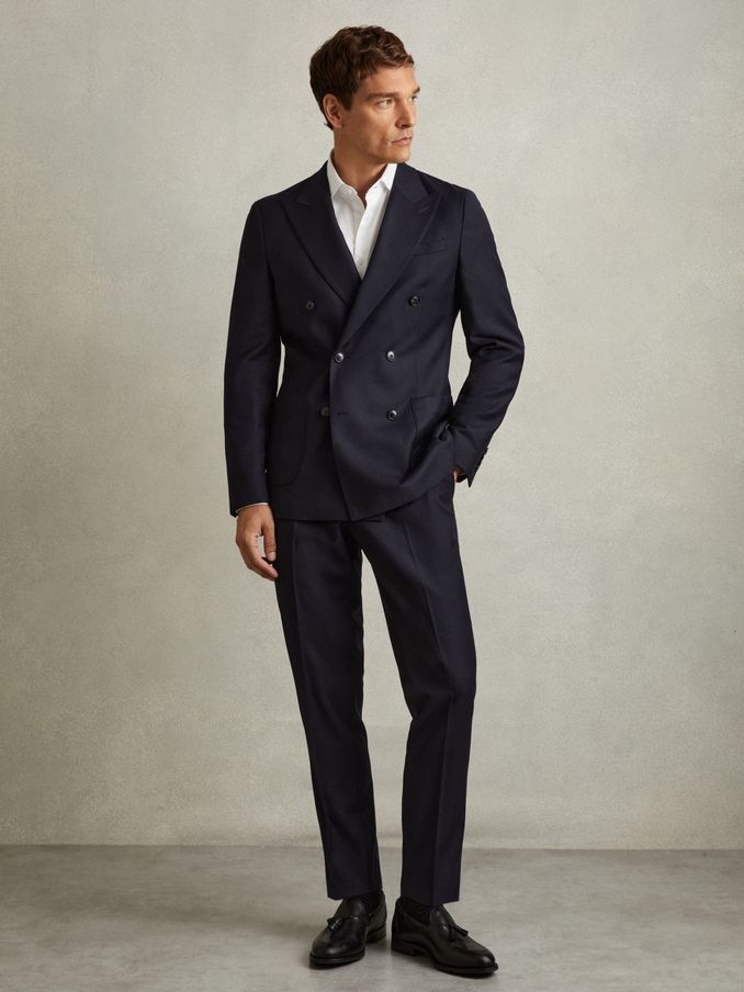 Wool-Blend Flannel Suit Trousers in Navy (E86174) | CHF 122