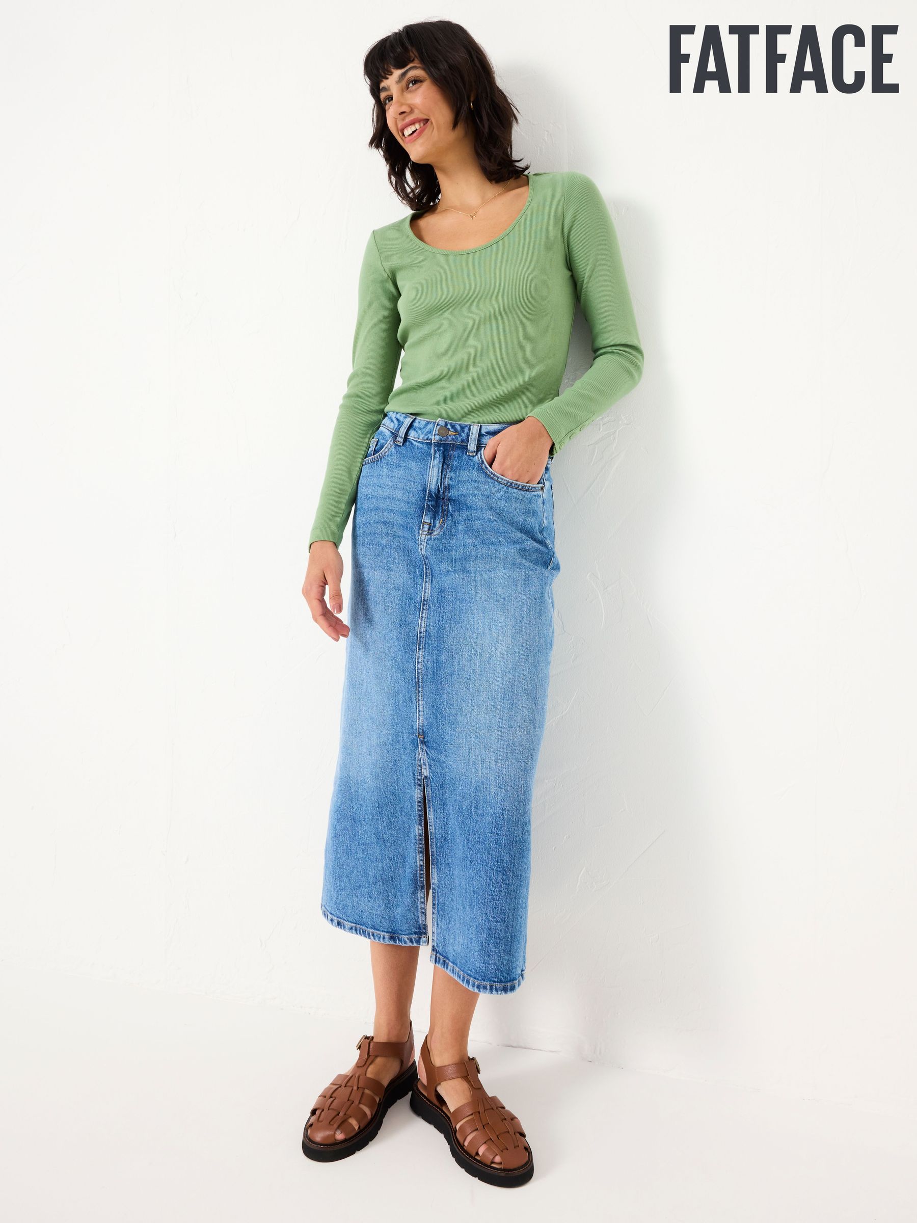 Light Green Ribbed Scoop Neck Top (E86215) | $46
