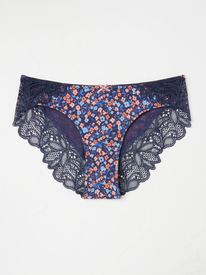Navy Blue Floral Cheeky Knickers (E86312) | €11.50