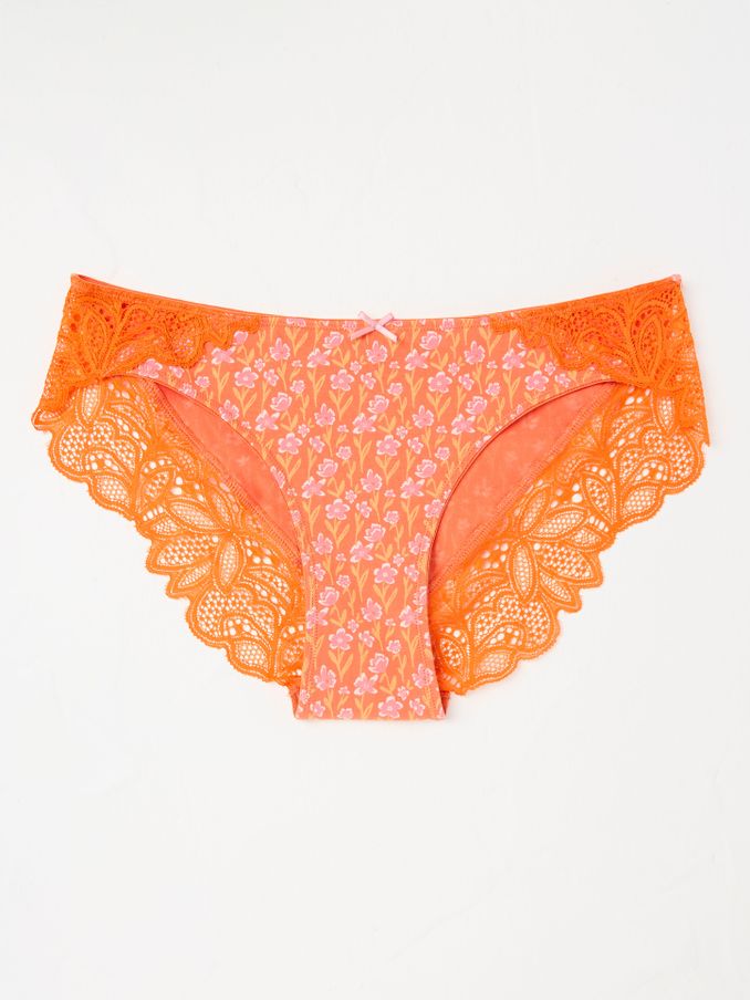 Orange Floral Cheeky Knickers (E86327) | €11.50